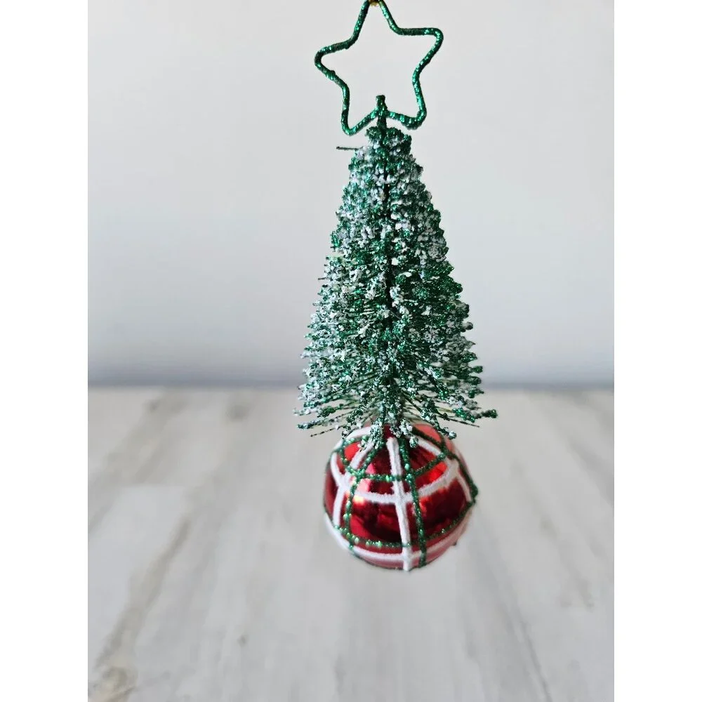Roman Glitter tree ball ornament unique Xmas sparkle red green plaid striped sta